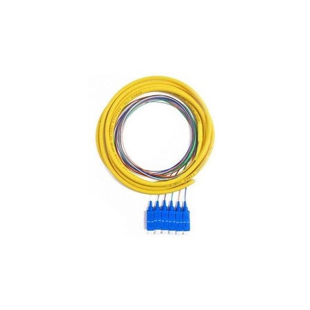 Cable Wholesale 6 Strand Fiber Distribution Pigtail, Singlemode, LC/UPC Connectors, Blue Boots, 3M(1m 900um 15F2-02106